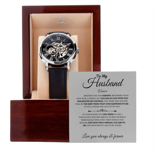 Personalized Men's Openwork Watch To My Husband