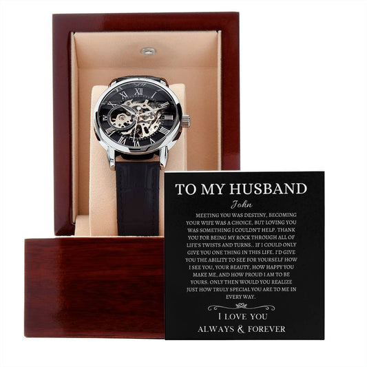 Personalized Men's Openwork Watch Meeting You Was  Destiny To My Husband